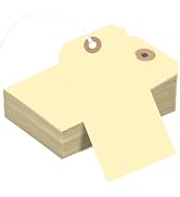 150PCS Blank Shipping Tags, 4 3/4 x 2 3/8 inches Manila Label Tags with String Attached Reinforce...