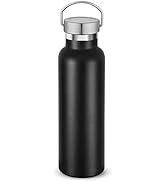 Neihepal Black Stainless Steel Water Bottles,20 Ounce Vacuum Insulated Double Wall Travel Bottle ...