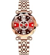 Avaner Women's Stainless Steel Watches: Analog Quartz Rhinestones Rosegold Adjustable Wrist Watch...