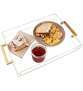 Acrylic Serving Tray with Gold Handles, 16