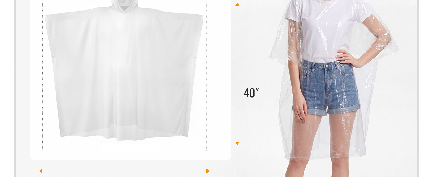 Disposable rain poncho for adult