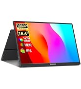 AUSDOM 15.6 Inch FHD 1080P Portable Monitor, Dual USB-C and HDMI Ports, IPS Display, Travel Monit...