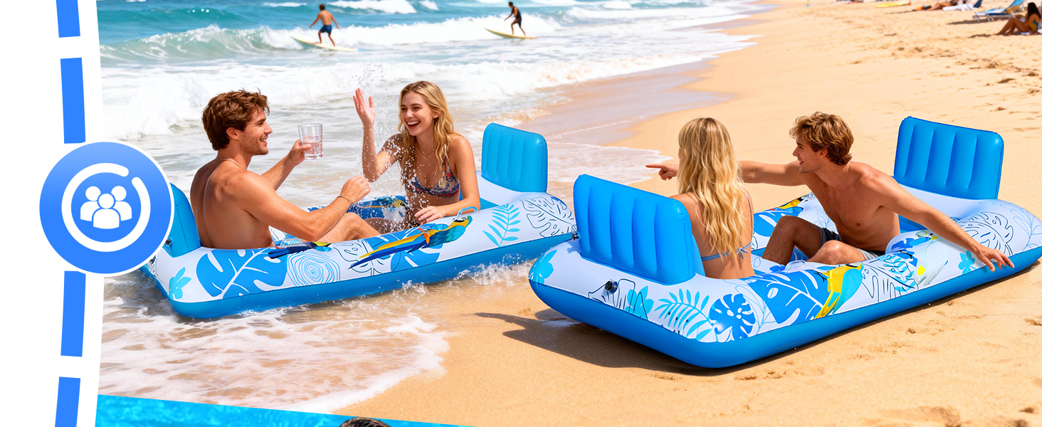Pool Float Chairs for Adults Inflatable Tanning Pool Lounger Float for 2 Person