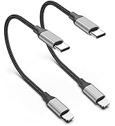 USB C to Lightning Cable 1ft, 2Pack Short iPhone Charger Cord MFi Certified Braided Fast Charging...
