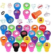 Hxezoc 24 Pieces Valentine's Day Party Print Stamp, Mini Valentine's Day Stamps Colorful Self Ink...