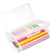 DANRONG Plastic Pencil Box, Large Capacity Pencil Case, Pencil Boxes Double Layer for Kids Adults...