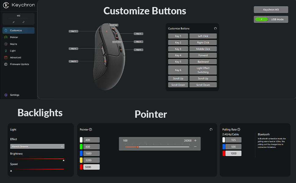 wireless mouse Customizable with Launcher