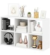 6-Cube Storage Organizer, White Bookshelf with Open Compartments for Home Office, Modern Bookcase...