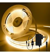 iNextStation 16.4FT 3000K Warm White COB LED Strip Lights DC12V with Plug | High Light 1600 LEDs ...
