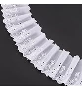 FINGERINSPIRE 15 Yards Cotton Lace Trim 3-3/4~4 inch Wide White Eyelet Lace Ribbon Floral Embroid...