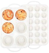 Fimary Silicone Muffin Pan with Metal Reinforced Frame - Mini Muffin Pan for Homemade Muffins, Cu...