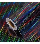 Burymento Black Wrapping Paper Roll, Metallic Holographic Stripe Gift Wrap for Birthday, Valentin...