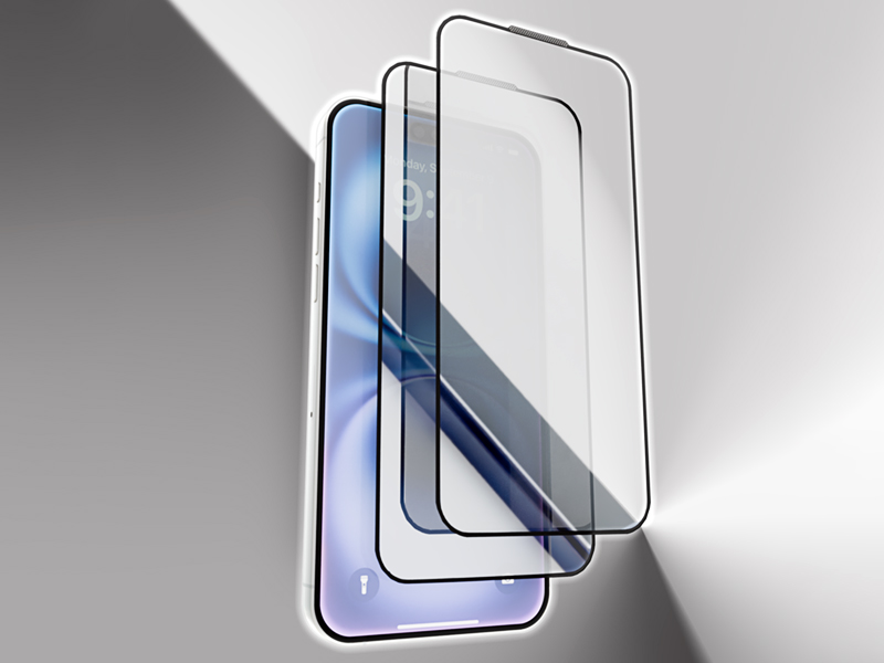 Phone with two tempered glass screen protectors