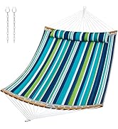 SUPERJARE 12 FT Quilted Fabric Hammock with Detachable Pillow, 2 Person Hammock with Spreader Bar...