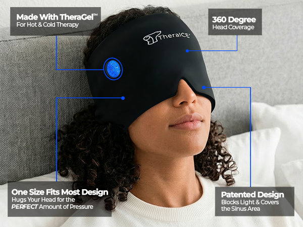 TheraICE Headache Hat migraine mask—cooling therapy for pain, tension, sinus, puffy eyes