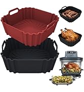 Silicone Air Fryer Liners for Ninia Crispi Pro 6-in-1 Glass Air Frver 6QT,2 PCS Reusable Air Frye...