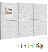 Large Cork Board 36" x 24", 6 Pack Felt Wall Tiles with Colored Pushpins, Bulletin Board with Rem...