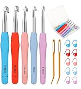 Mayboos 5 Sizes Crochet Hook Set, Large Crochet Hooks Yarn Needle Kits Knitting Needles with Ergo...