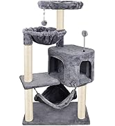 Newest Cat Tree with Cat Condo and Big Hammock, Grey
