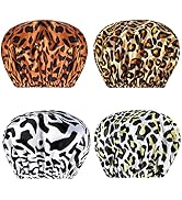 AmazerBath Shower Cap for Women, 4 Pieces Waterproof Shower Caps, Fashionable Reusable Bath Caps,...