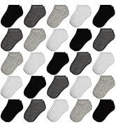 GENTABY Kids Ankle Socks, Boys/Girls No Show Low Cut Socks, 25 Pairs Bulk Pack for School, Sizes ...
