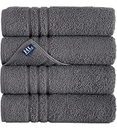 Hammam Linen Cool Grey Bath Towels 4-Pack - 27x54 Soft and Absorbent, Premium Quality Perfect for...
