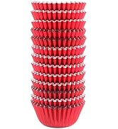 Eoonfirst Mini Foil Cupcake Liners Valentine's Day Muffin Paper Baking Cups 300 Pcs (Red)