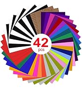 Heat Transfer Vinyl Bundle : 42 Pack 12" x 10" Sheets - Iron on Vinyl for Iron on Fabrics T-Shirt...