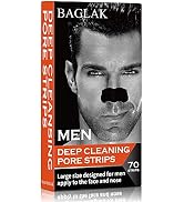 BAGLAK Men Blackhead Pore Strips - 70 Strips - Deep Cleansing - Face Nose Pores - Blackheads Remo...