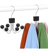 TOPIA HANGER Sweatshirt Hangers 2-Pack with 6 Wooden Balls, Purse Hanger, Scarf Hanger, Wooden Cl...