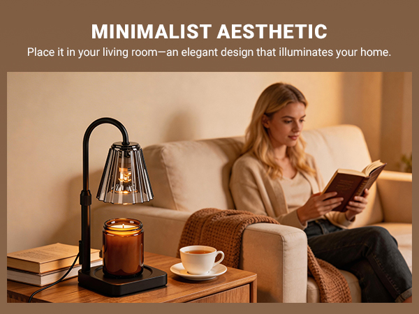 Fubink black candle warmer lamp with timer & dimmer, minimalist aesthetic home decor
