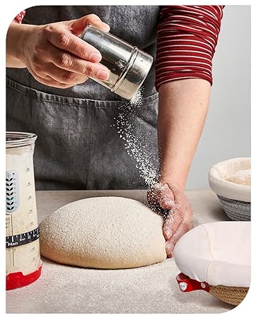 cotton rope proofing baskets and sour dough jar