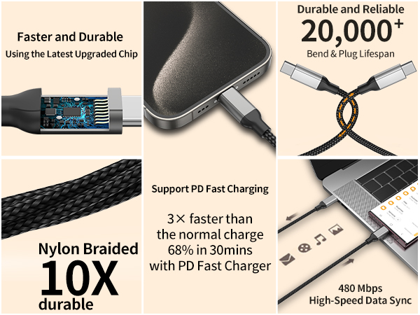 2 foot type c to type c charging cord