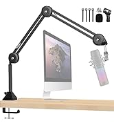 Aveek Overhead Mic Boom Arm Stand, Desk Boom Arm Microphone Stand with Detachable Riser Mount Cla...