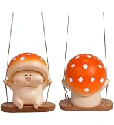 Cute Swinging Mushroom Car Mirror Hanging Ornament Playful Auto Dashboard Decor Accessories for W...