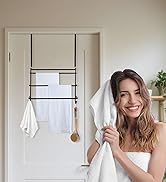 ZIROLAND Over The Door Towel Rack, 15.7 Inch Black - Back of Door Towel Rack, Door Hanging Towel ...