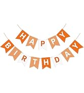 Eaezerav Orange Happy Birthday Banner Bunting Banner Sign, Birthday Garland Tea Party Decorations...