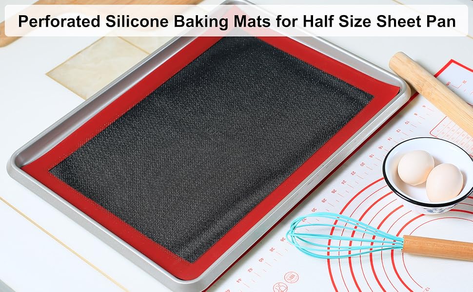 Perforated baking mats for half sheet