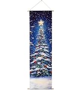 SOFFEE DESIGN 16x47 Christmas Tree Canvas, 5 Color-Changing LEDs Dynamic Holiday Light Show for P...