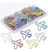 YOUDEFUL 120 Pcs Plane Paperclips, Cute Metal Paper Clips in 6 Colors, Airplane Shaped Bookmark C...