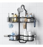 GearFusion Aluminum Alloy Shower Caddy Hanging, No Drilling Over the Shower Head Caddy, 2 Levels ...