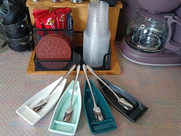 4 Pieces Coffee Spoon and Rest for Coffee Bar