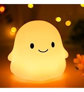 PSDRIQQ Cute Ghost Night Light Squishy Silicone Nursery Nightlight Dimmable Rechargeable Bedside ...