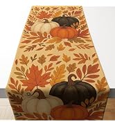 OHOME Fall Decorations for Home - Pumpkins Leaves Table Runner for Indoor Outdoor | Fall Decor fo...