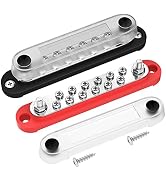 DaierTek 12V Power Distribution Block 2 x 1/4" (M6) Terminal Studs 12 x M4 (#8) Terminal Screws B...