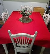 MEANMOY Red 210 GSM Water & Stain Resistant Square Tablecloth - Solid 54 x 54 Inch Rectangle Tabl...