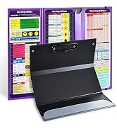 Vuzvuv Nursing Clipboard Foldable, Purple Nurse Pocket Clipboard 3 Layers with Nursing Medical Ed...