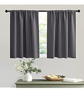 RYB Home Short Curtains Gray Half Window Curtains for Bedroom, Privacy Curtain Tiers for Windows,...