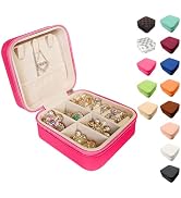 Jemjosh Small Travel Jewelry Box, Portable Mini Jewelry Leather Box Jewelry Ring Organizer Case S...