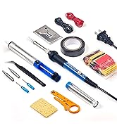 Soldering Iron Kit Electronics, Soldering Iron 60W Adjustable Temperature, Solder Wire, Wire Stri...